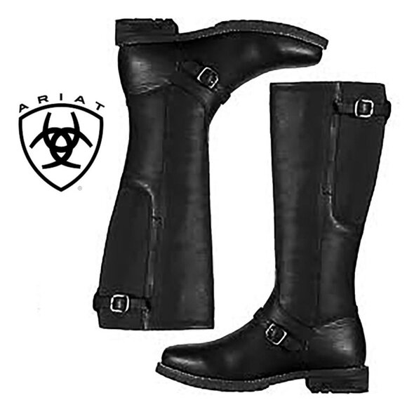 ARIAT black premium leather knee-high riding boots, waterproof, Sz10 - Picture 1 of 8